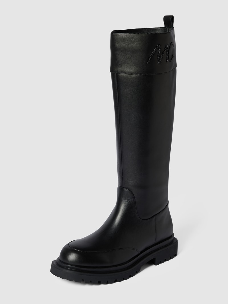 Stiefel aus Leder mit Label-Detail in schwarz