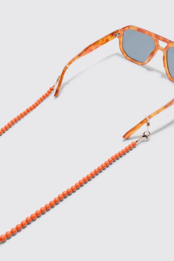 Orangene Sonnenbrillen-Kette mit Perlen