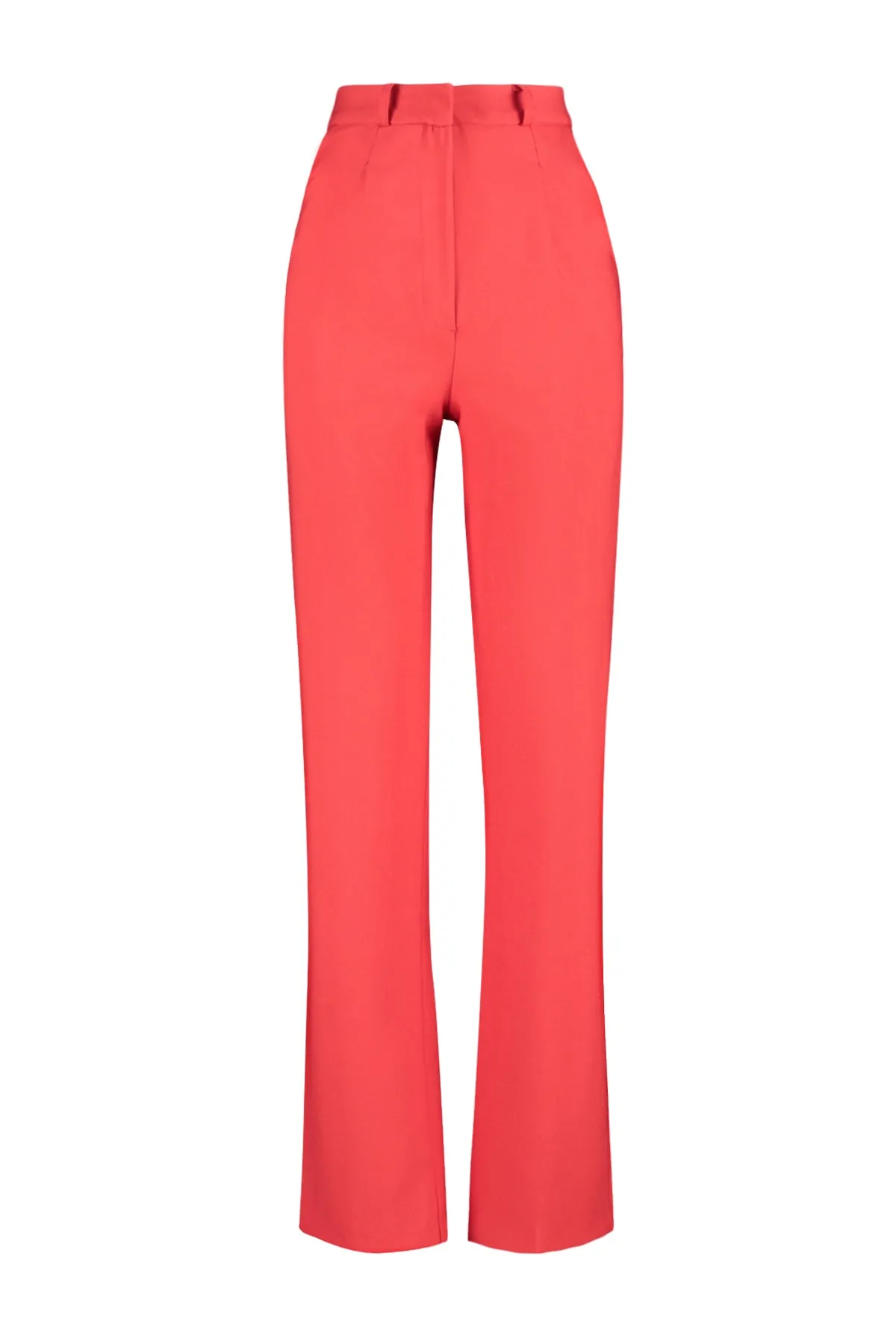 Trendyol Collection  Rote, gerade geschnittene, plissierte Webhose mit weitem Bein TWOSS21PL0155