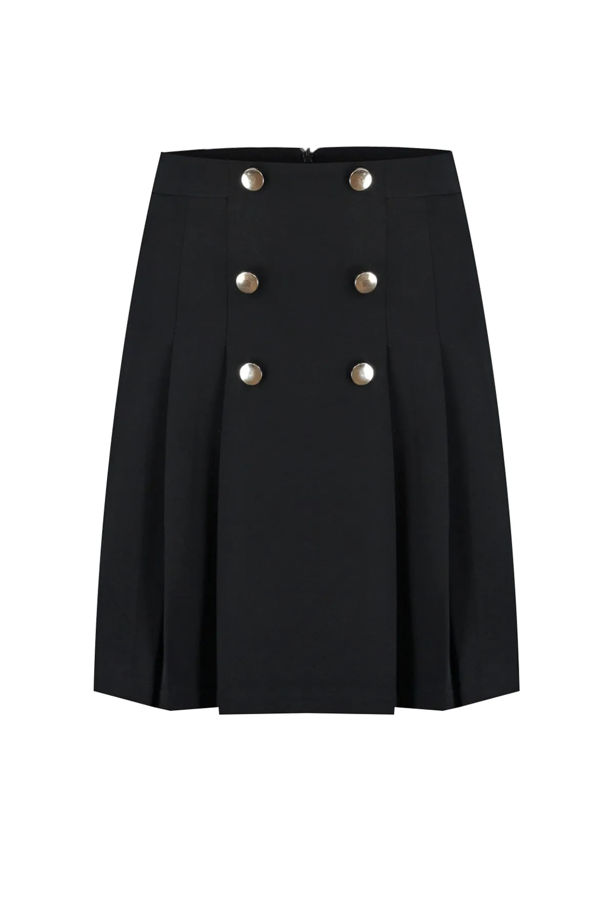 Trendyol Collection  Schwarzer, plissierter Mini-Webrock mit hoher Taille und Knopfdetail TWOAW22ET0243