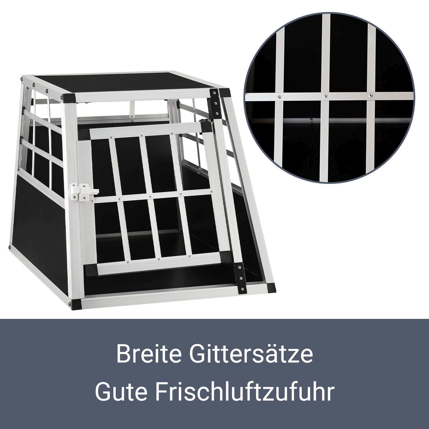 Juskys Tierreisebox Alu-Hundetransportbox in 4 versch. Größen: M, L, L-X, XL, Auto Hundebox robust und pflegeleicht, Gittertür verschließbar