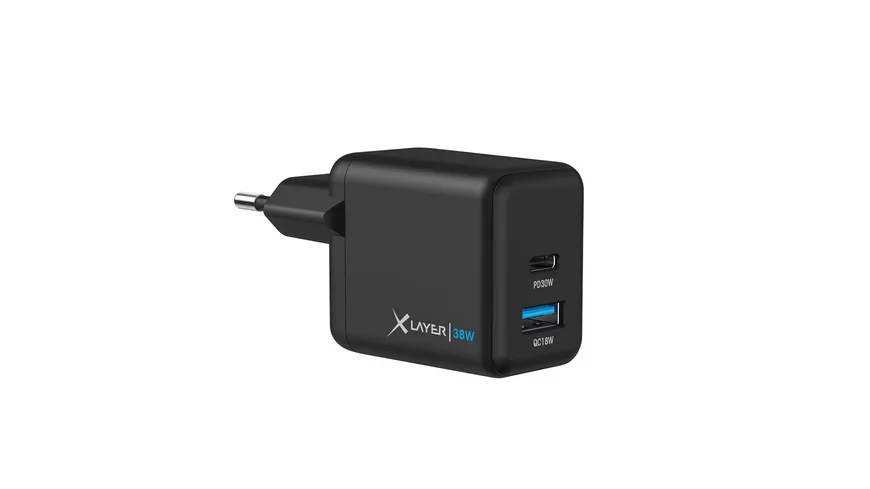 XLayer Universal 38W Powercharger USB Typ C & USB Typ A Black