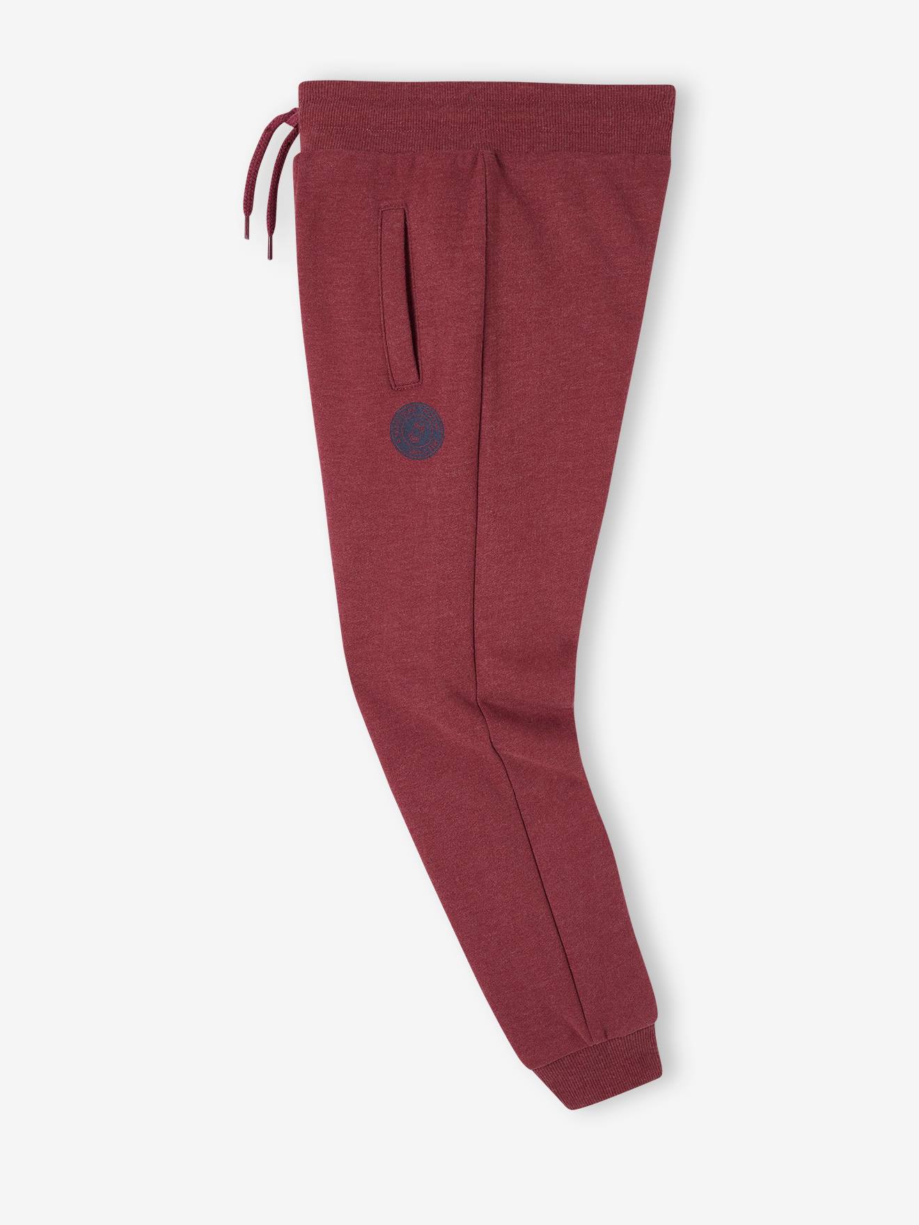 Pantalon jogging Basics garçon en molleton bordeaux