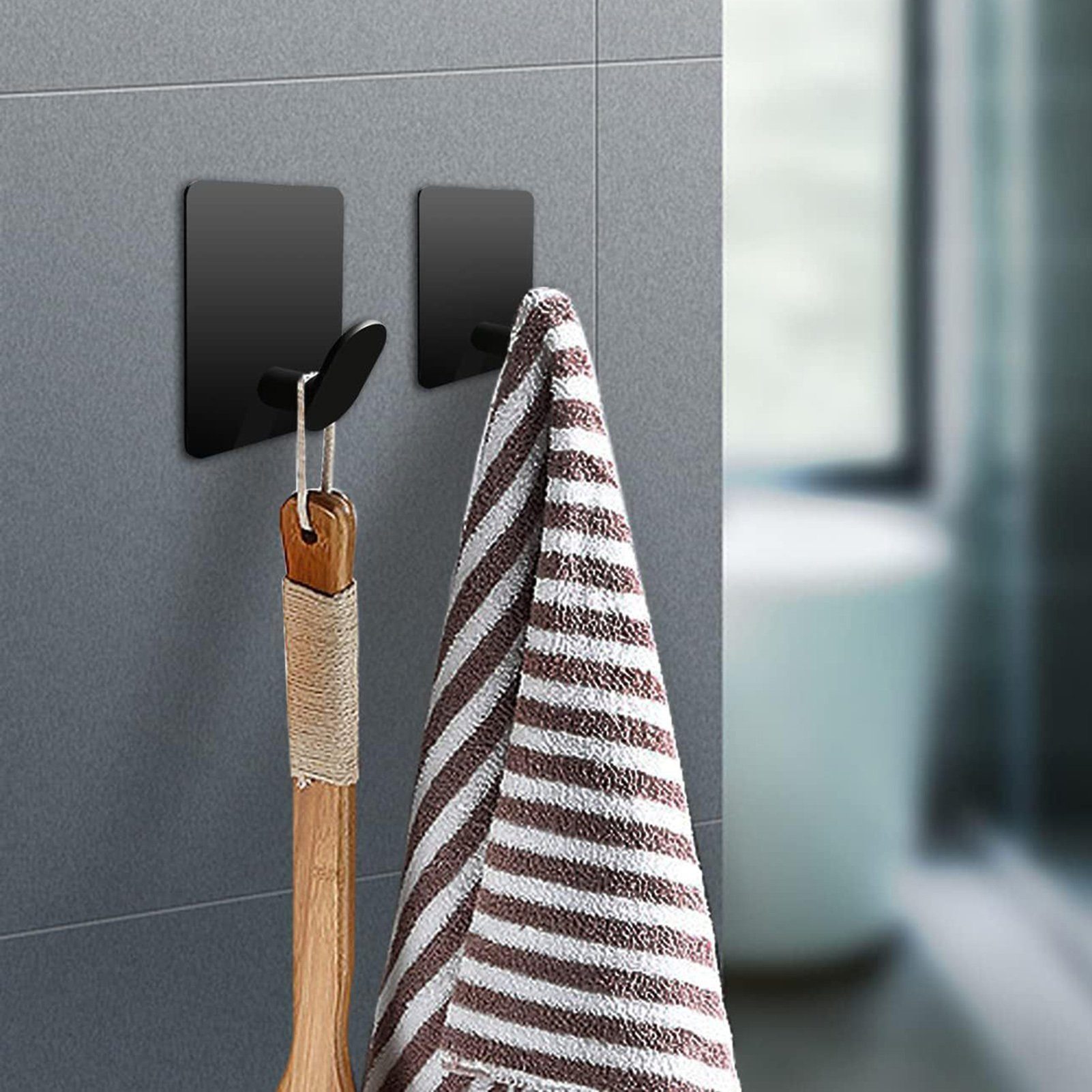 Blusmart Wandhaken 4 Stück Wand Montiert Kleiderbügel Tür Haken, (RobeKleidung Haken, Stanzfreies), Lackhaken aus Edelstahl