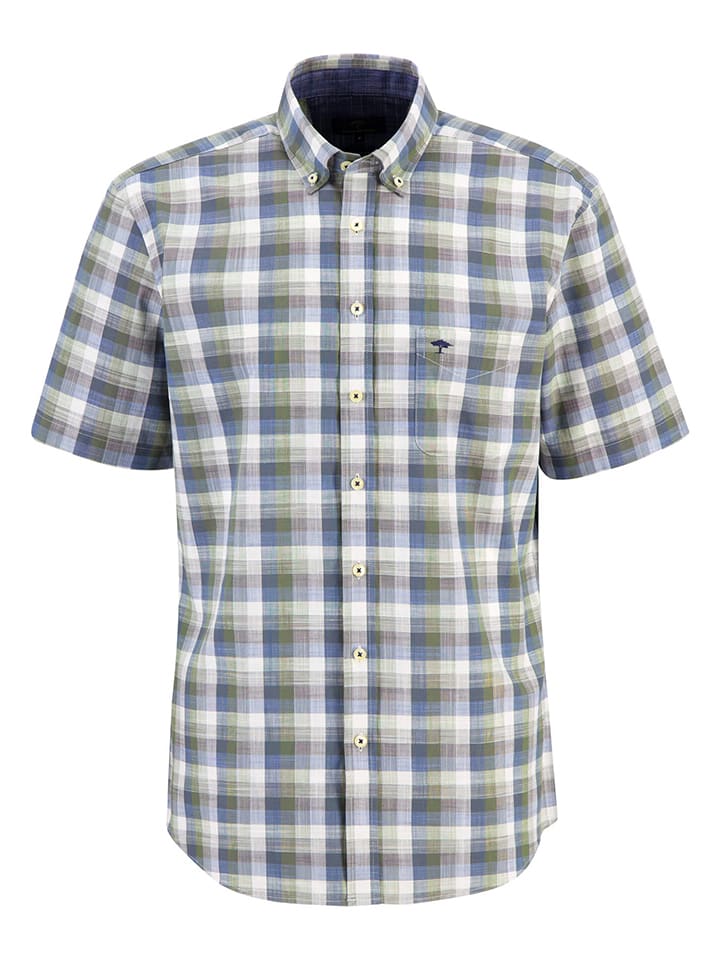 FYNCH-HATTON Hemd - Casual fit - in Khaki/ Blau günstig kaufen