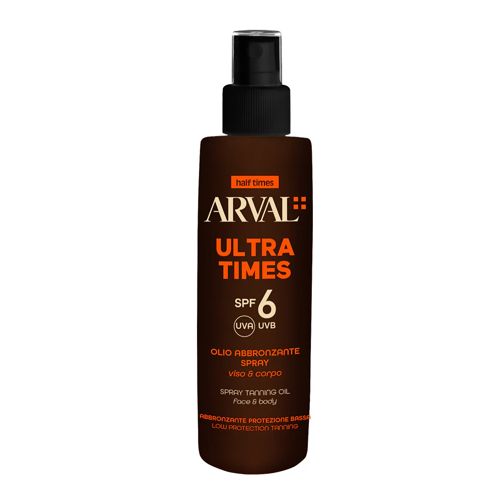 Half Times Ultra Times SPF6 - Olejek do opalania w sprayu - Olejek do opalania ciała o niskim poziomie ochrony, Olejek do opalania twarzy o niskim poziomie ochrony.