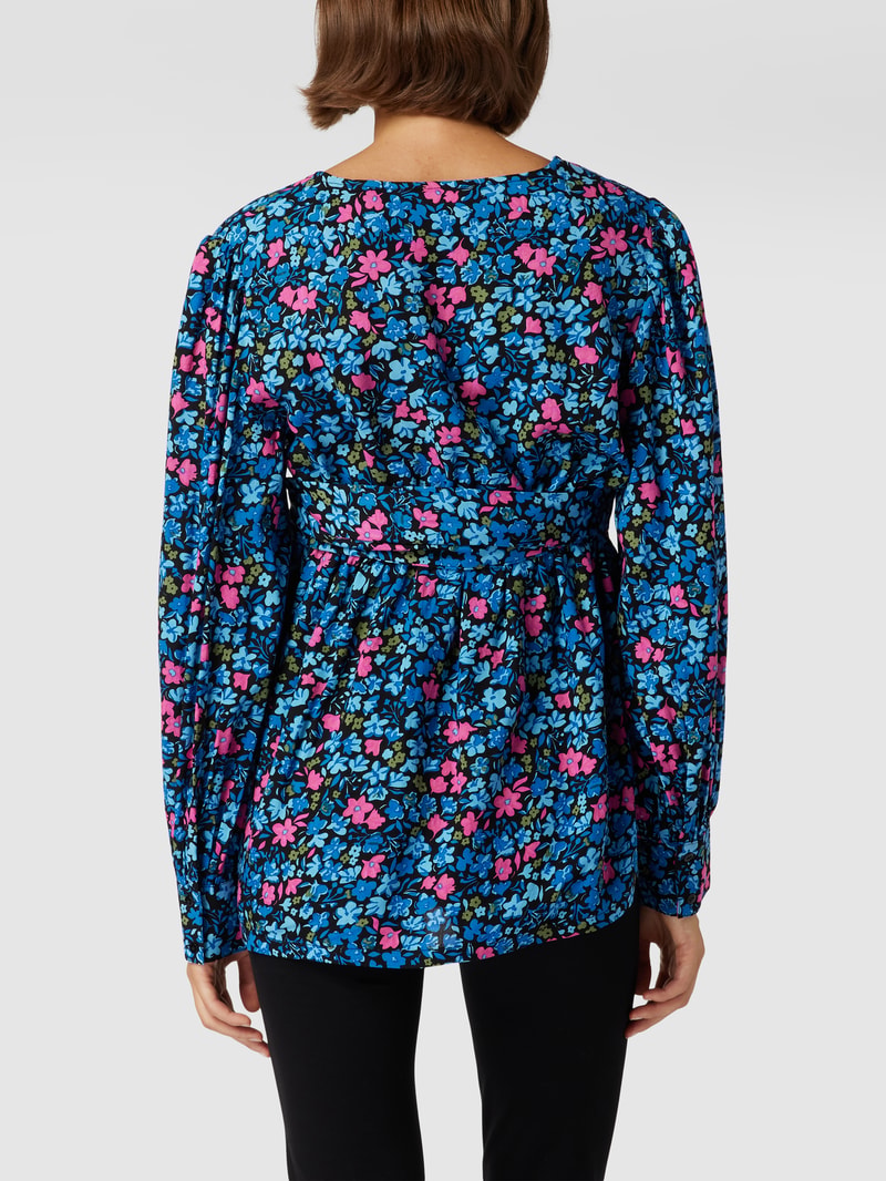 Umstands-Bluse mit floralem Muster in dunkelblau