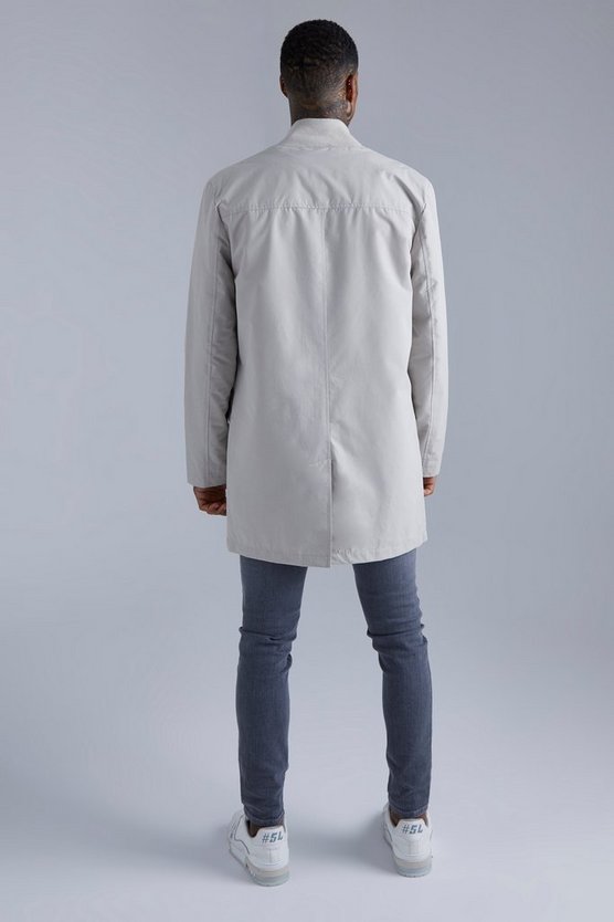 Einreihige Regenjacke mit Bomber-Kragen