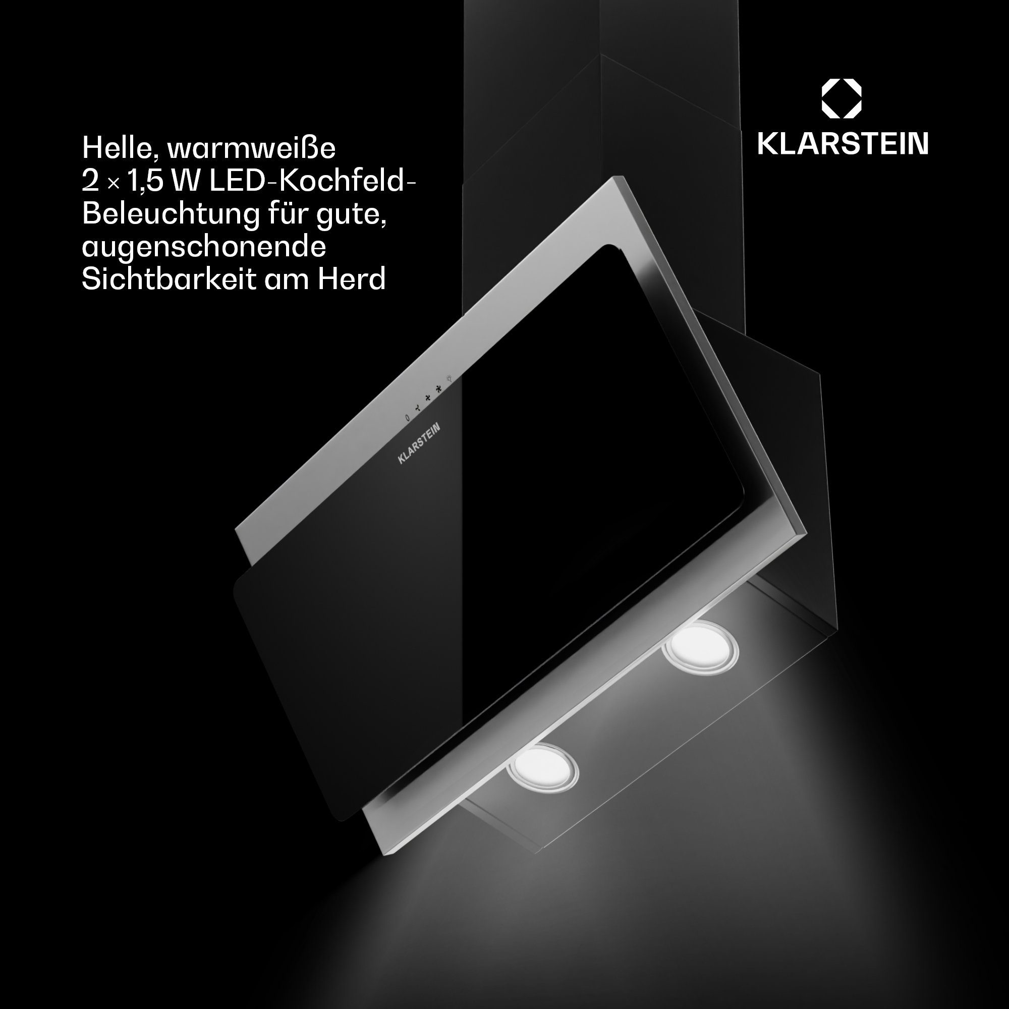 Klarstein Deckenhaube Serie CGCH3-Alessia-60SS+B Alessia, Kopffreihaube head -free Abluft Umluft LED