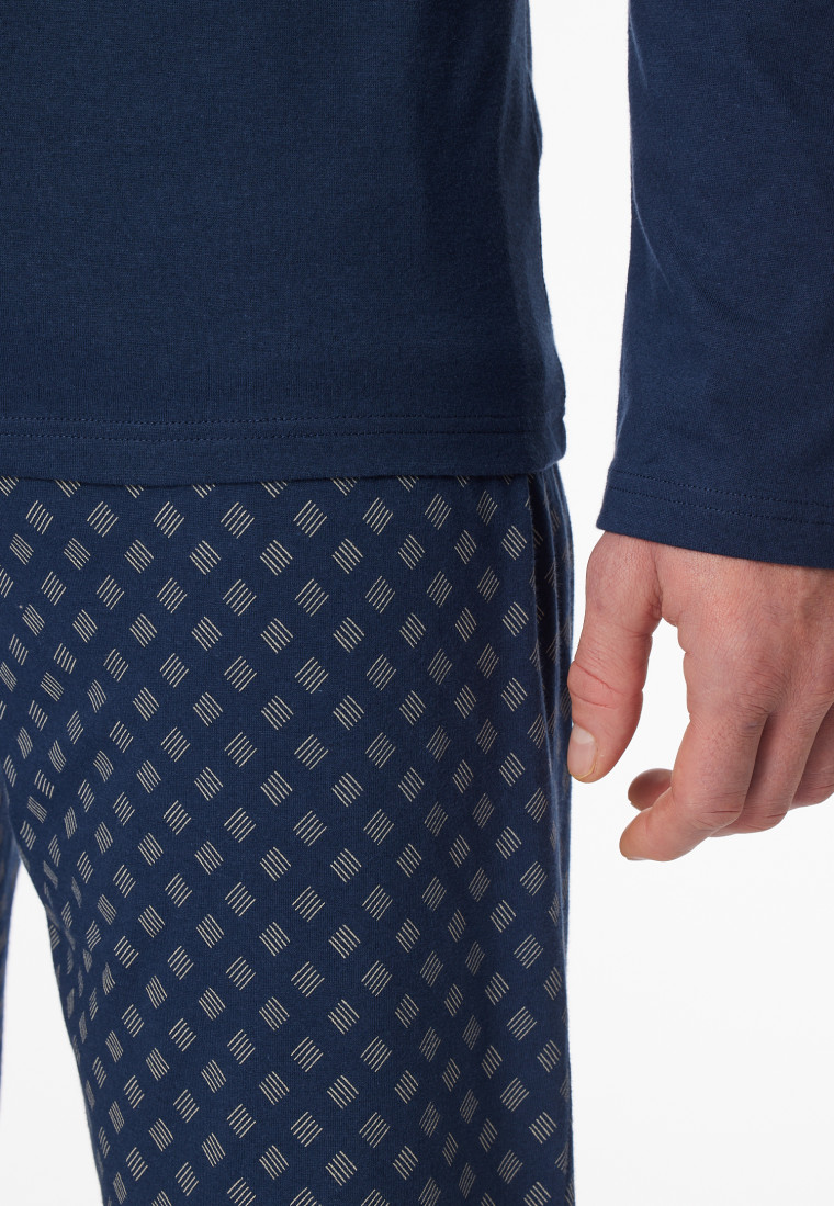 Schlafanzug lang V-Ausschnitt admiral - Casual Essentials