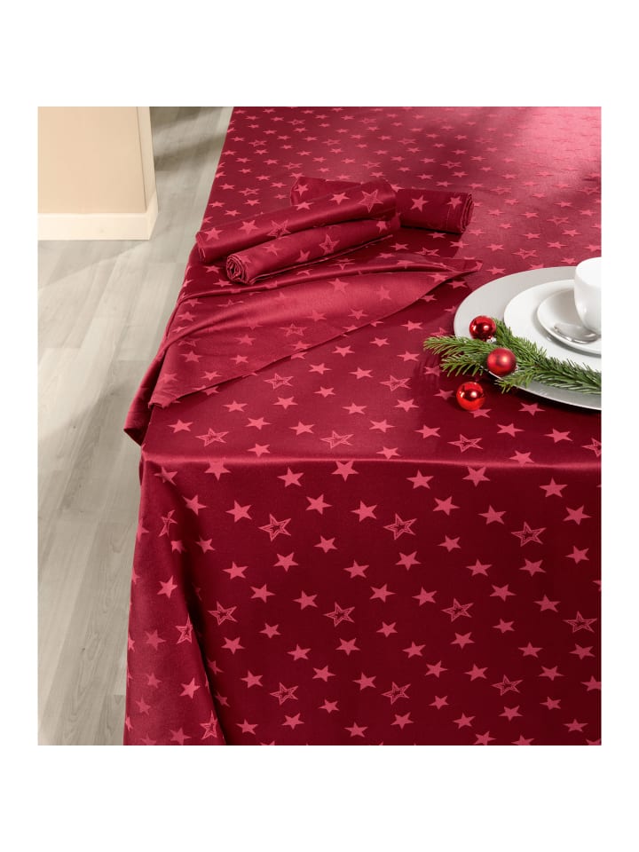 Erwin Müller Jacquard Tischdecke Almeria in rot günstig kaufen