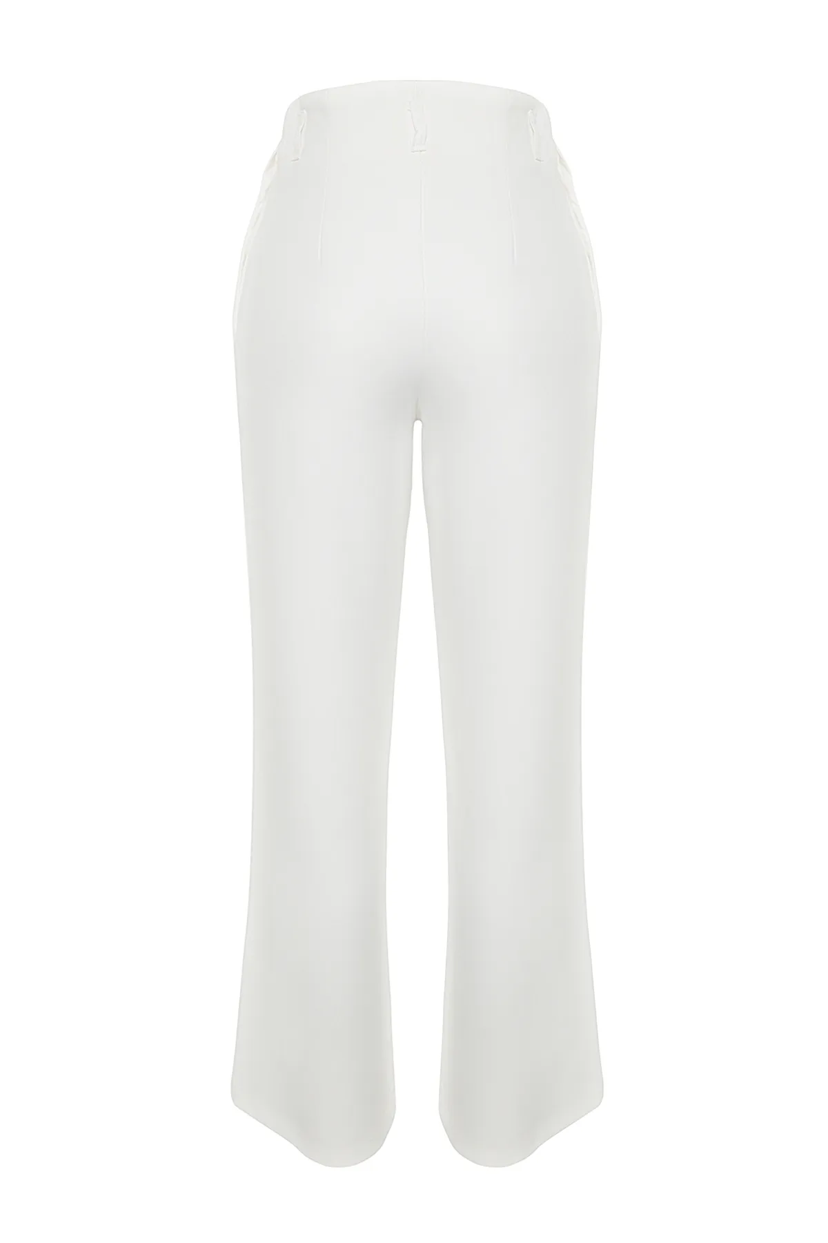 Trendyol Collection  Ecrufarbene, gewebte Hose mit hoher Taille und weitem Bein und weitem Bein TWOAW24PL00332