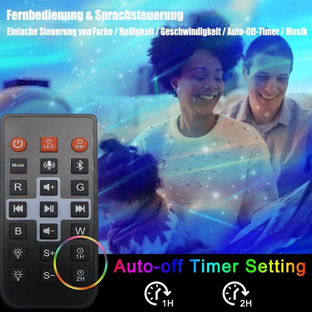 XIIW LED-Sternenhimmel LED Sternenhimmel Projektor Lampe Nachtlicht Galaxy mit Bluetooth, Musiklautsprecher Sternenlicht Wasserwellen Nachtlichter Timer, für Party Weihnachten Ostern Halloween Kinder Zimmer