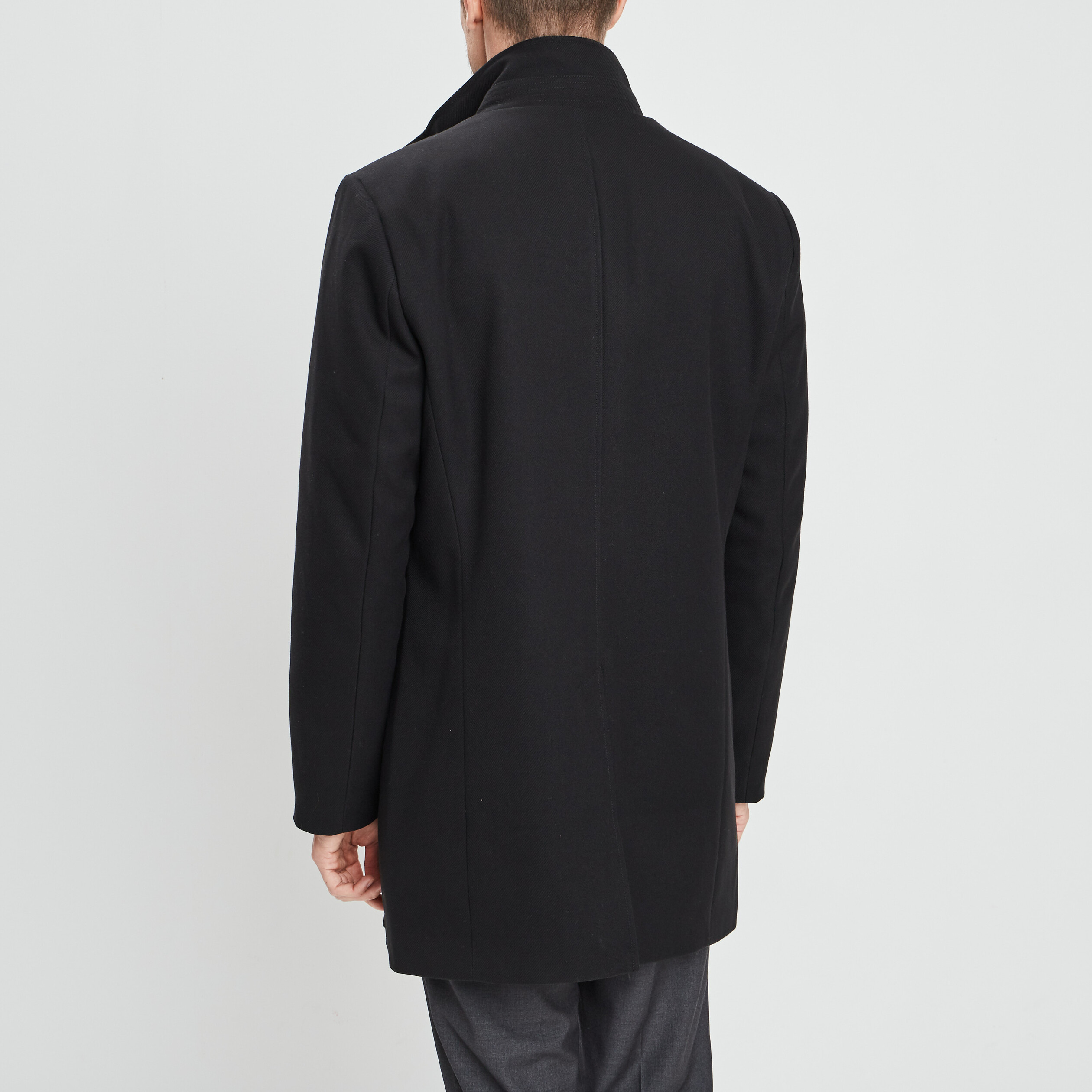 Manteau droit long noir homme | La Halle