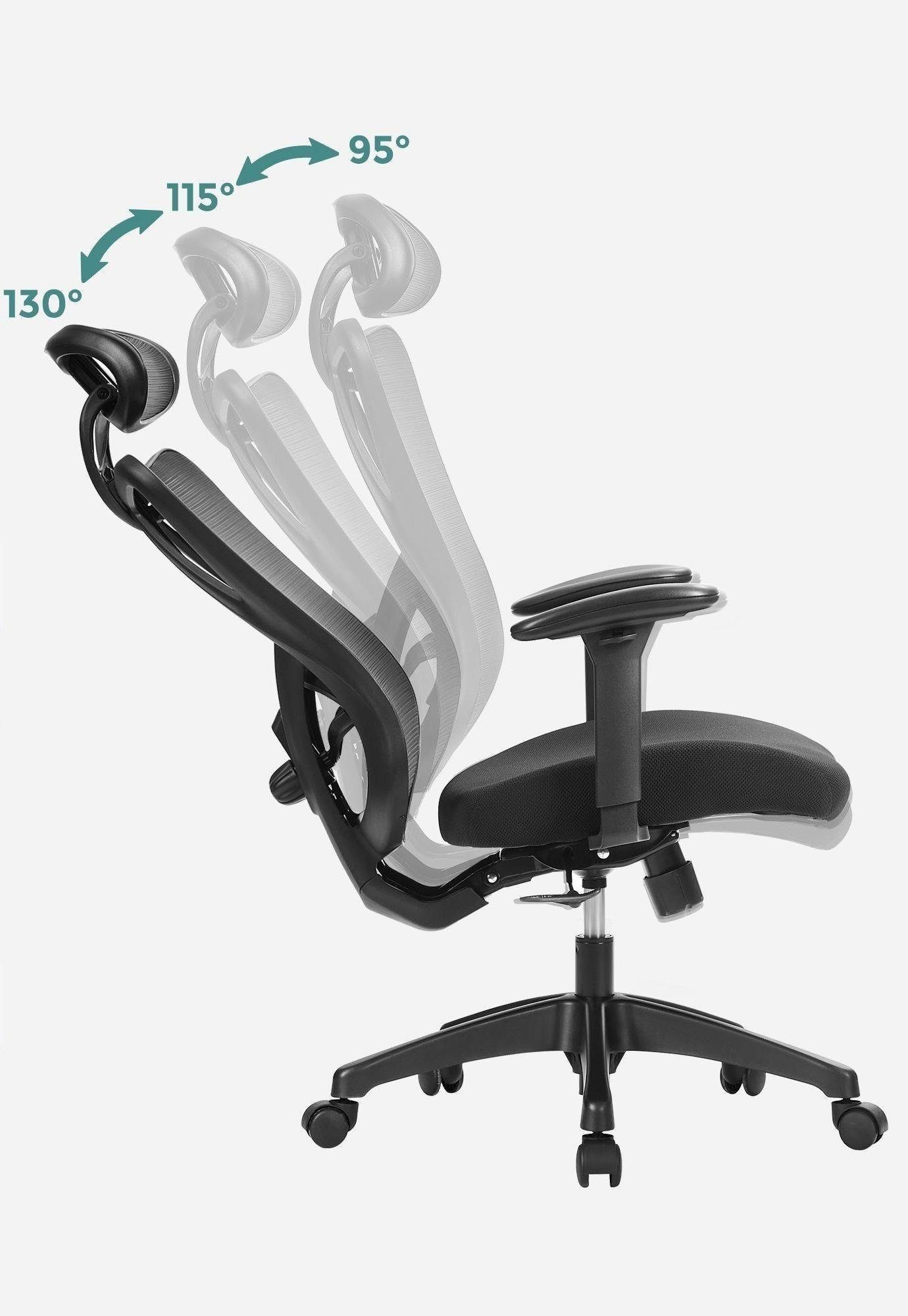 SONGMICS Bürostuhl, ergonomisch, verstellbare Lendenstütze und Kopfstütze