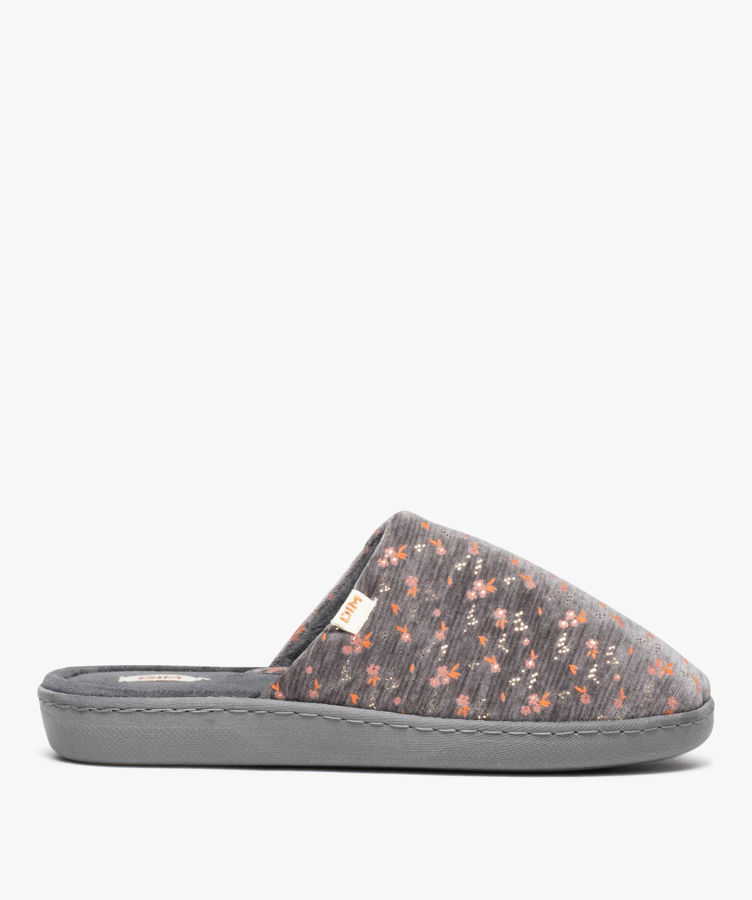 Chaussons femme mule confort à motifs - Dim gris | GEMO