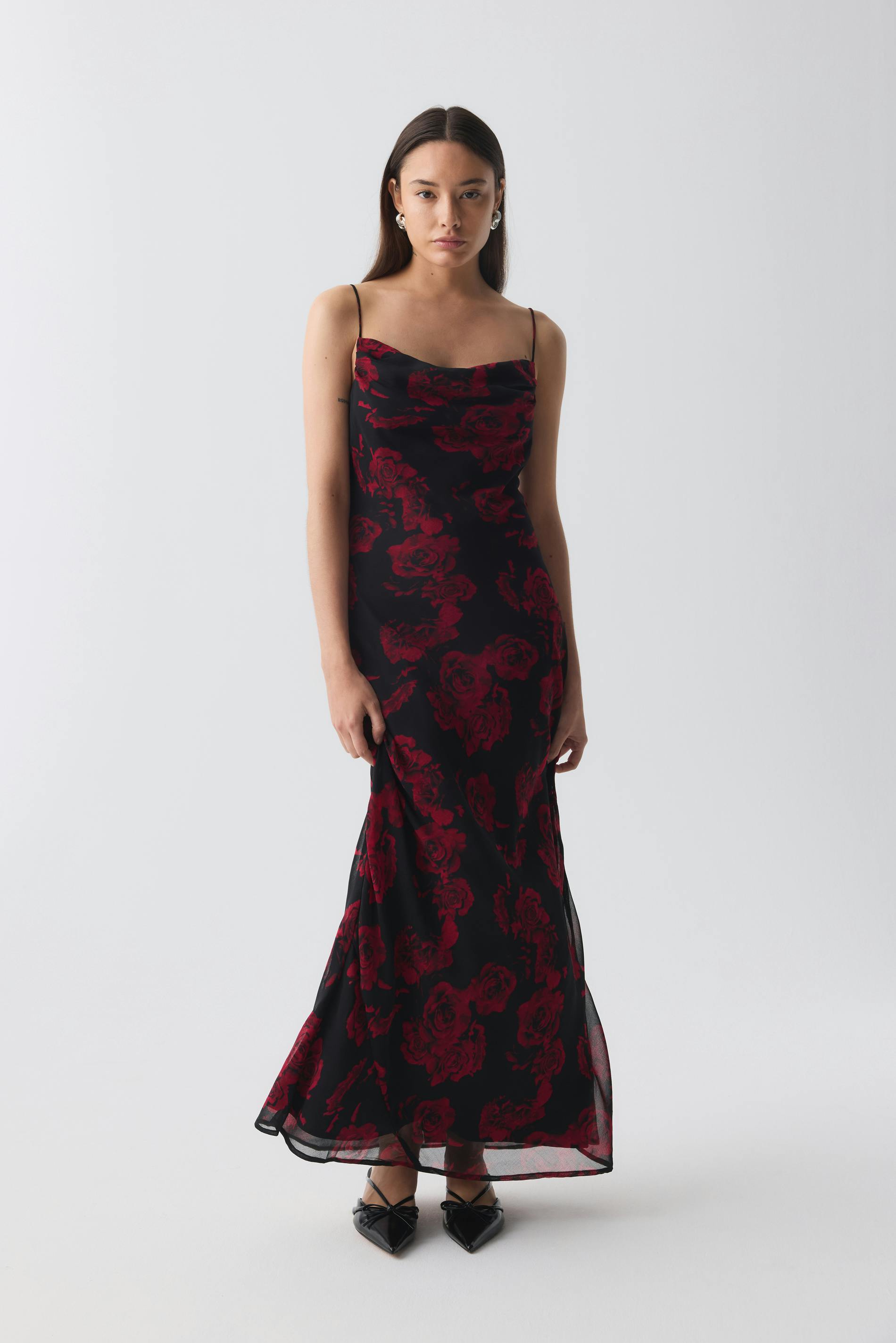 Cowl neck maxi dress