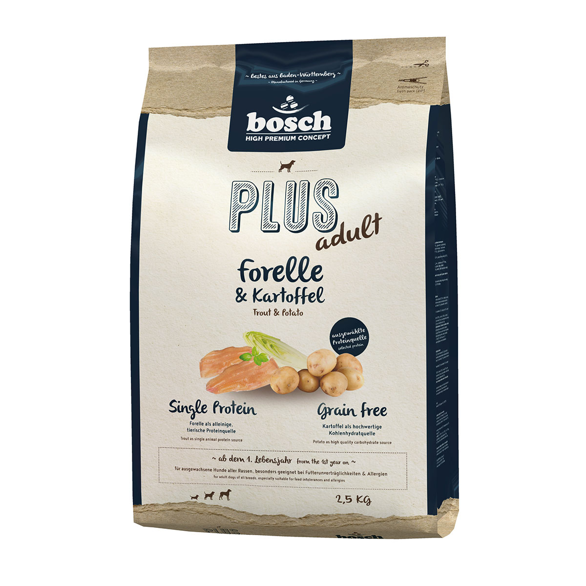 Bosch PLUS Hunde-Trockenfutter Forelle & Kartoffel bei ZooRoyal