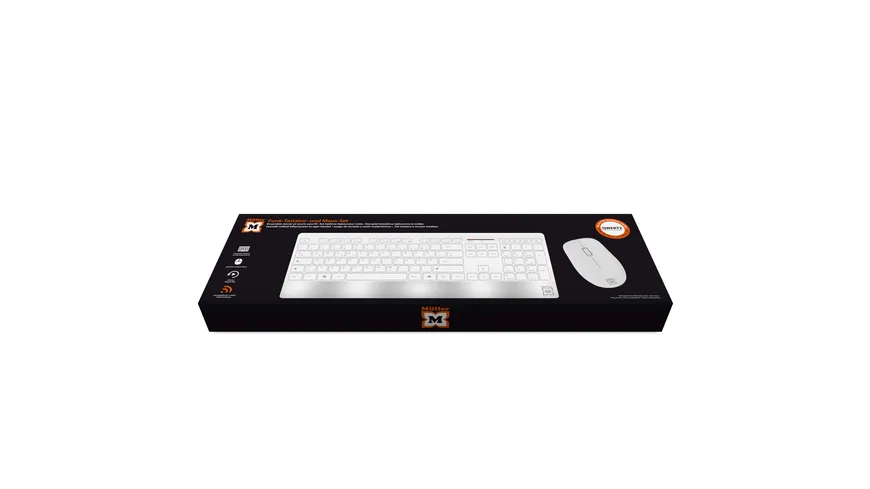 Müller Funk-Tastatur- und Maus-Set, Highline Serie, QWERTZ (DE/AT), weiß/silber