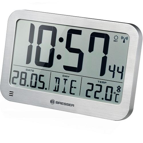 Bresser MyTime MC LCD Wanduhr silber