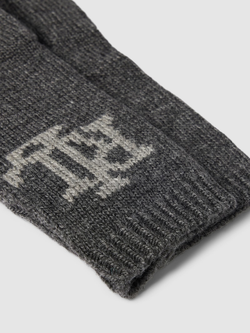Handschuhe mit Label-Print in hellgrau