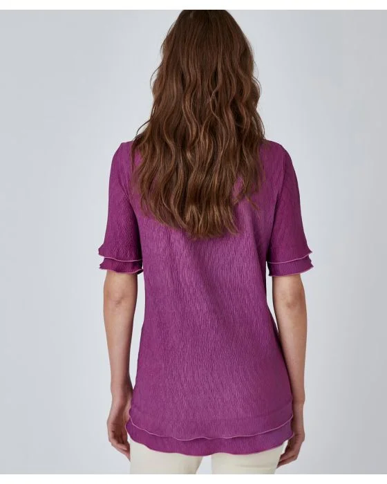 Tee-shirt maille plissée esprit volants