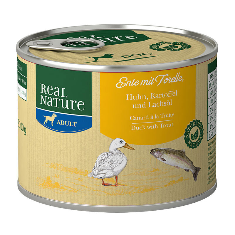 REAL NATURE Hundenassfutter REAL NATURE Adult Ente mit Forelle 12x200 g