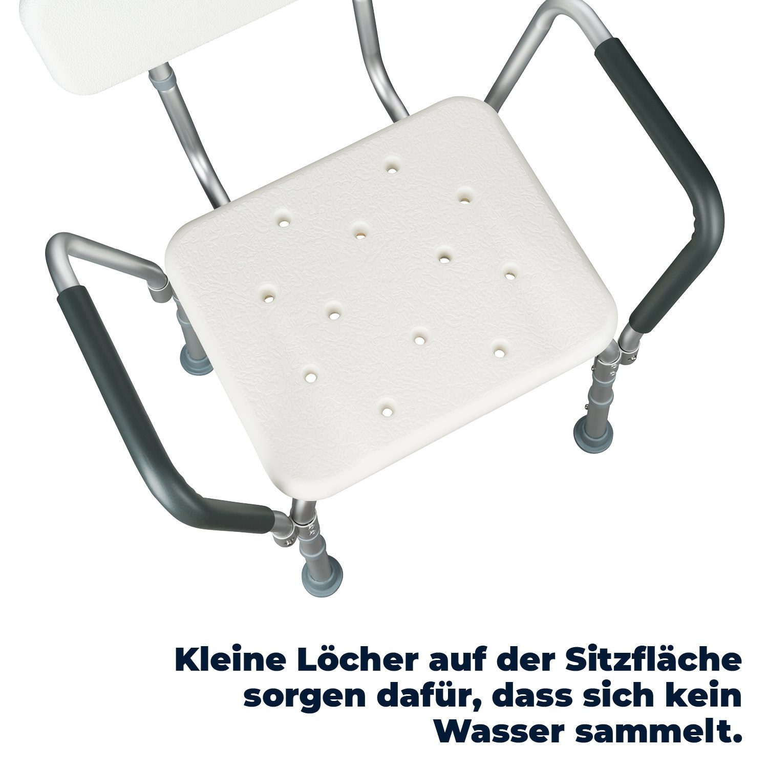 flexilife Duschhocker Duschsitz Duschhocker mit Rückenlehne und Armlehne - 110 kg belastbar
