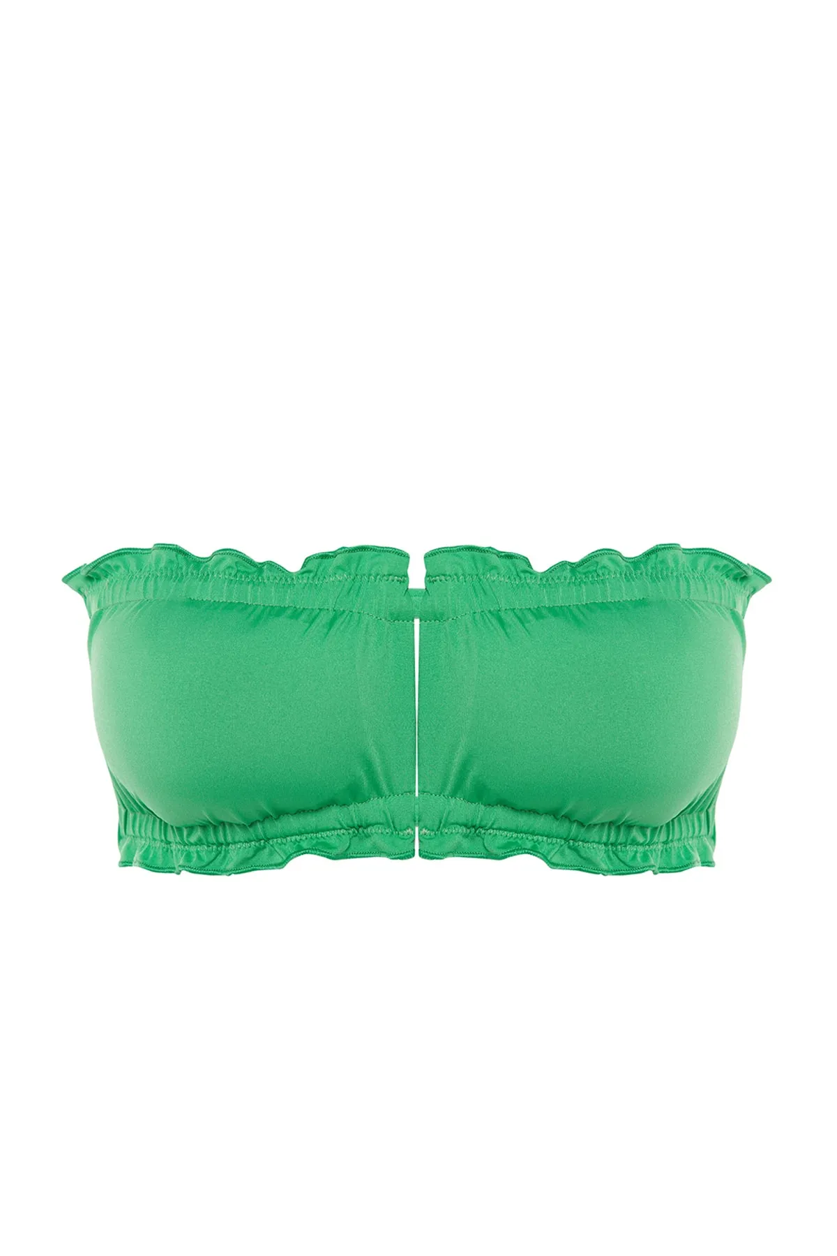 Trendyol Collection  Grünes trägerloses Bikinioberteil mit Cut-Outs/Fenster TBESS23BU00335