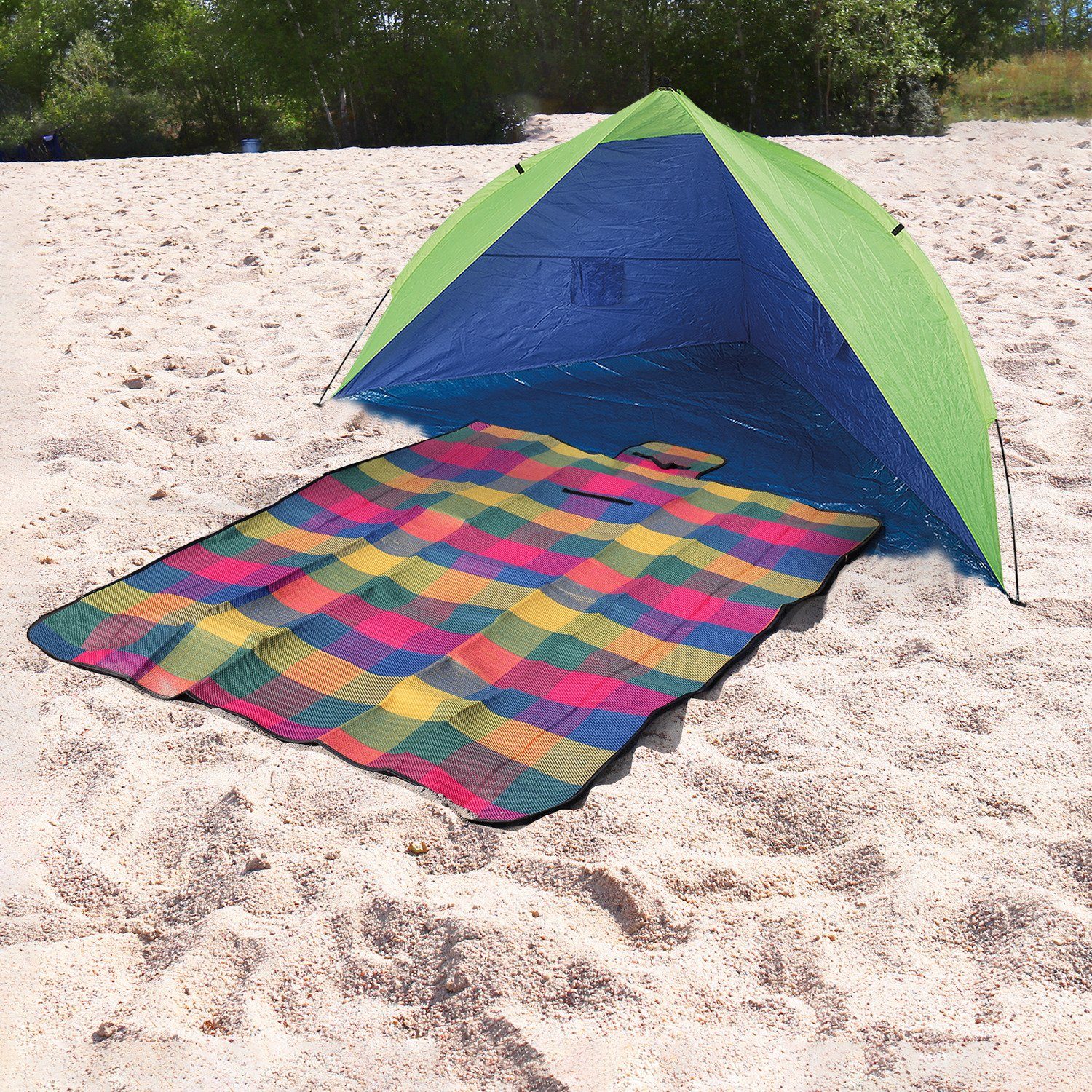Idena Strandmuschel Idena 40000 - Strandmuschel UV Schutz 60+, ca. 2,4 x 1,25 x 1,25 m