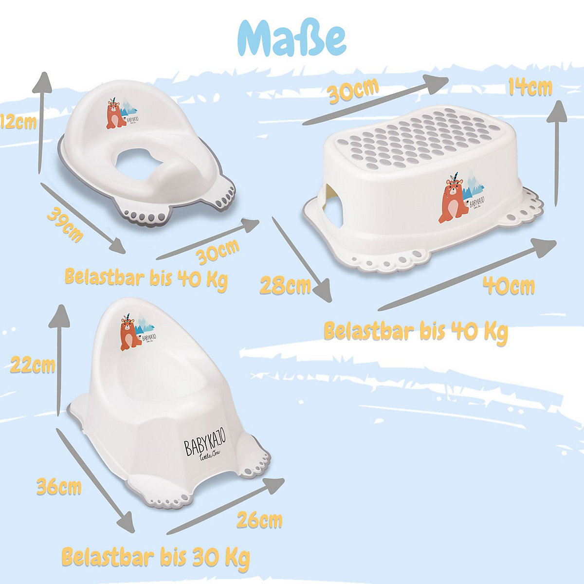 Baby Badewanne 7 Set - Baby Wanne, Badesitz, Ständer, Abfluss, Töpfchen, Hocker, Toilettentrainer.