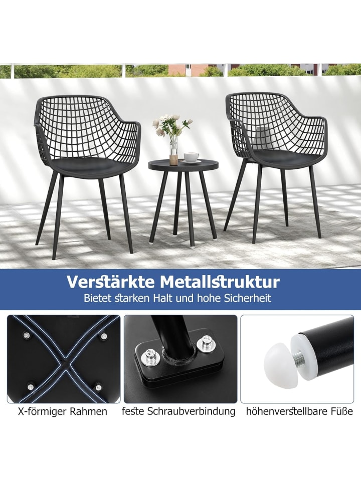 COSTWAY 3 tlg. Balkonmöbel Set in Schwarz günstig kaufen onesize