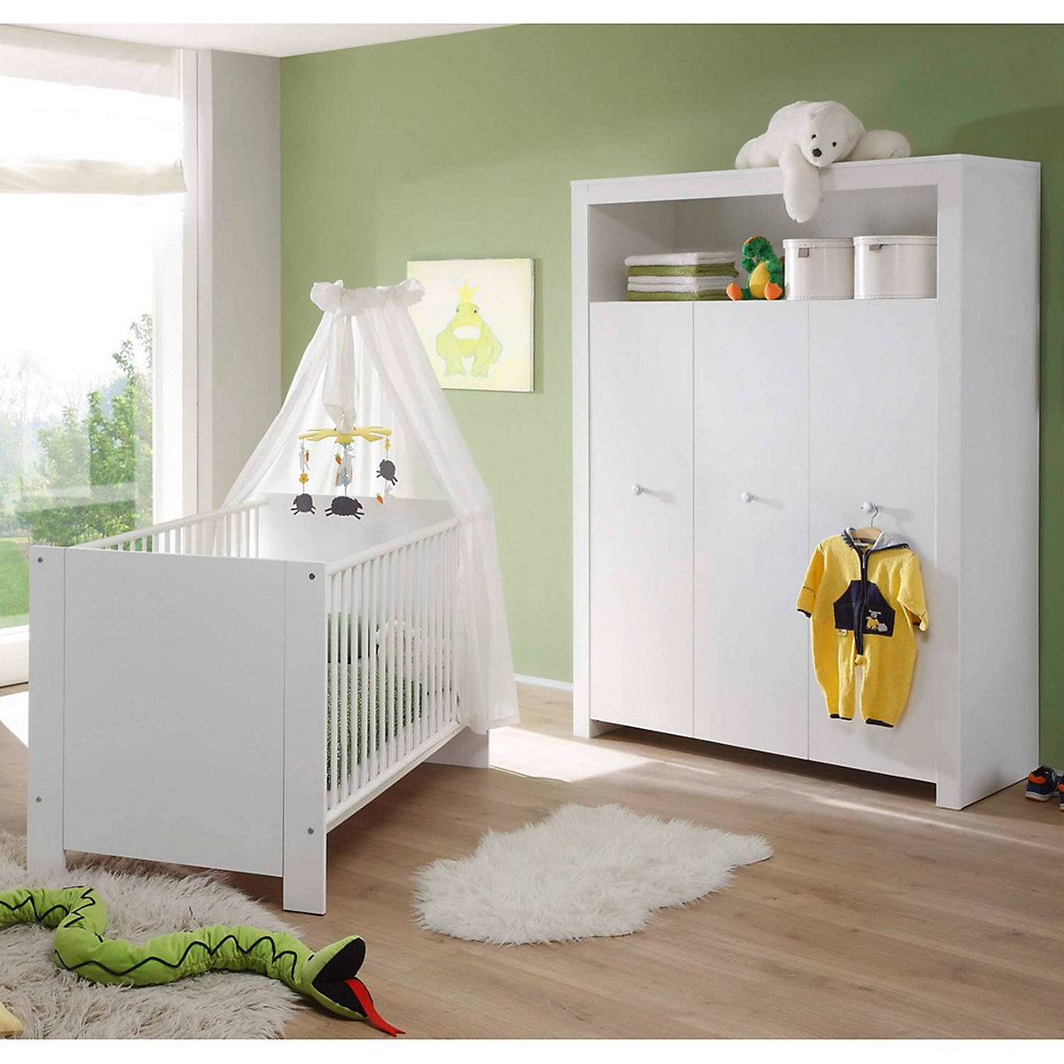 Babyzimmer Kombi 2-tlg. mit Schlupfsprossen OLBIA-19 in weiß
