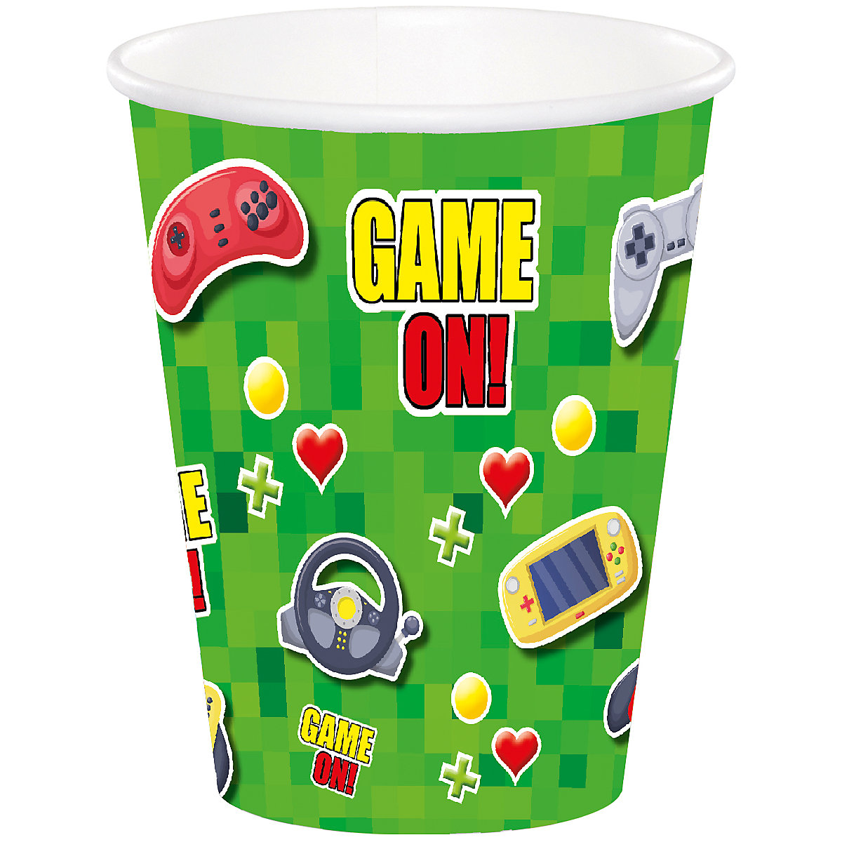 Papp-Partybecher/Trinkbecher Gaming, 250 ml, 8 Stück