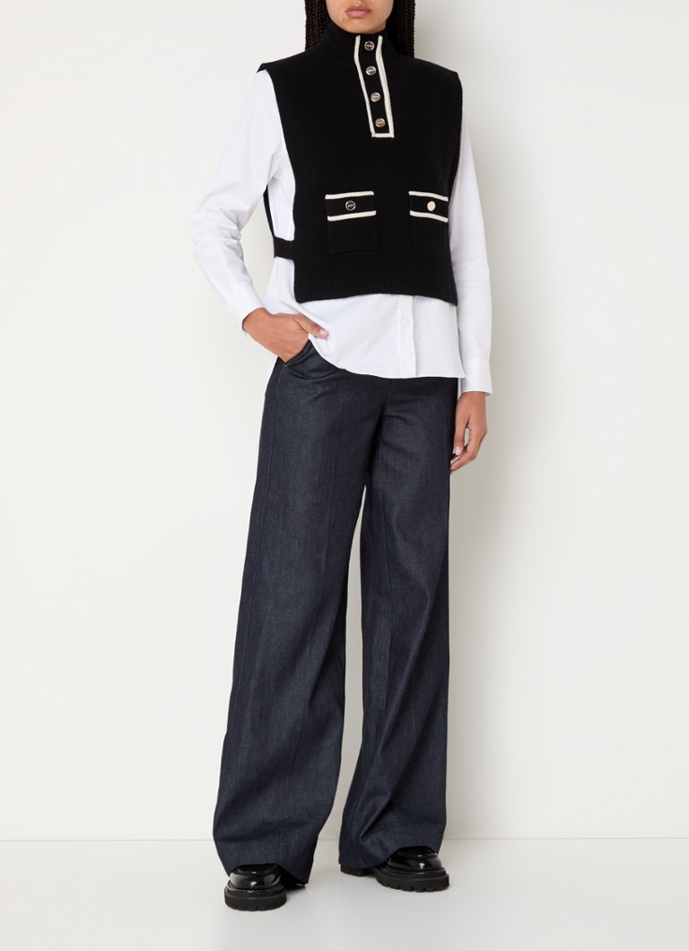 Sandro Rib knits spencer em mistura de lã