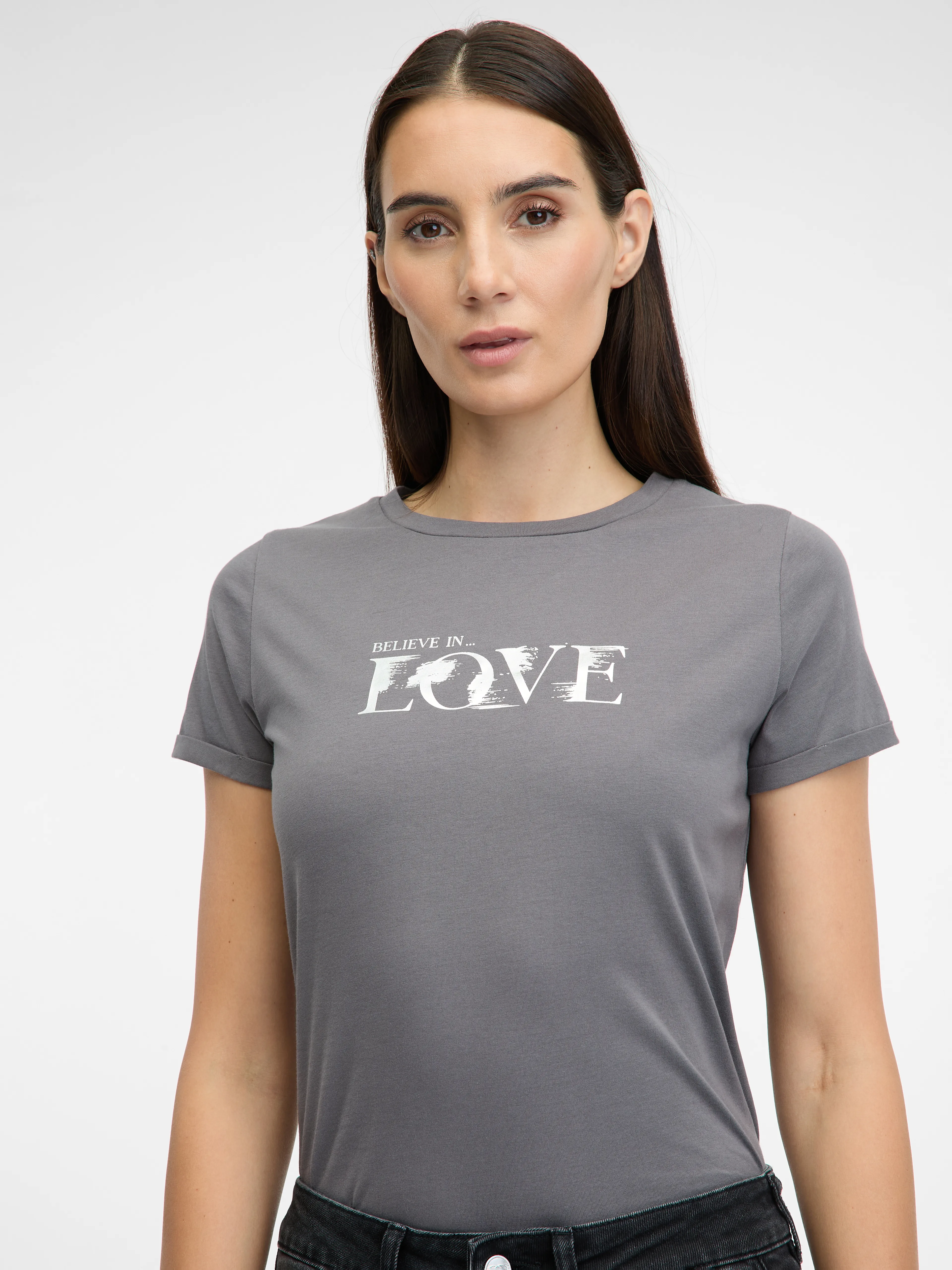 Graues Damen-Kurzarm-T-Shirt ORSAY