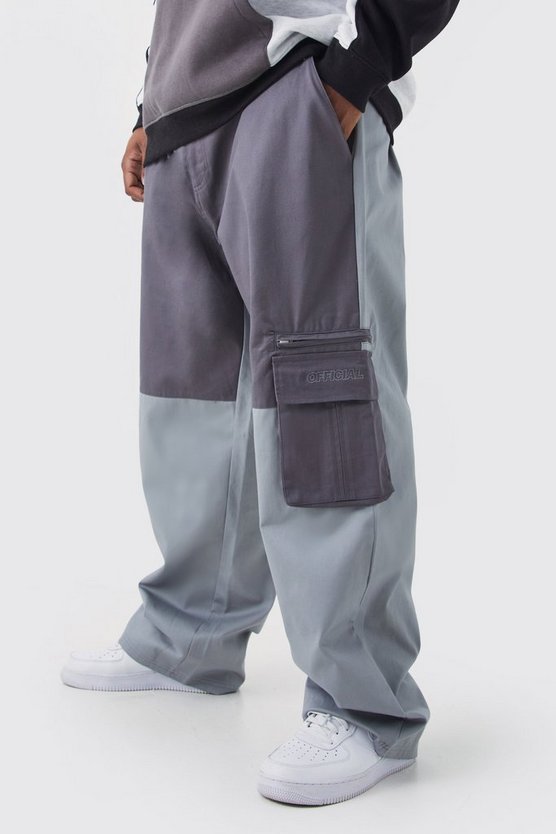 Plus lockere Colorblock Cargo-Hose mit Official-Logo