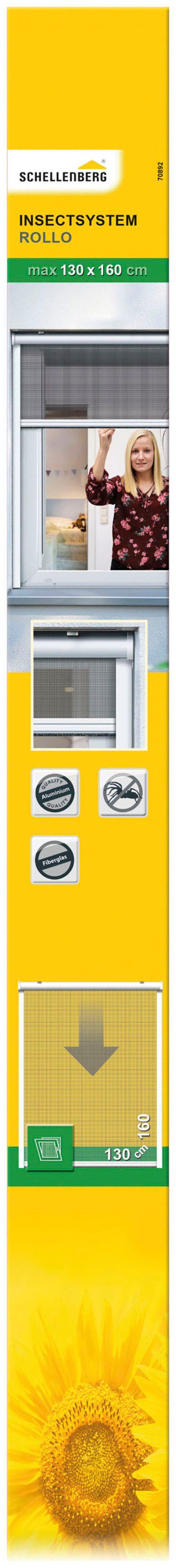Insektenschutzrollo für Fenster, SCHELLENBERG, verschraubt, Fliegengitter, 130 x 160 cm, weiß, 70892
