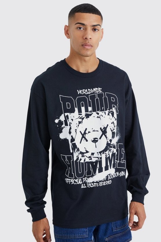 Langärmliges Oversize T-Shirt mit Print