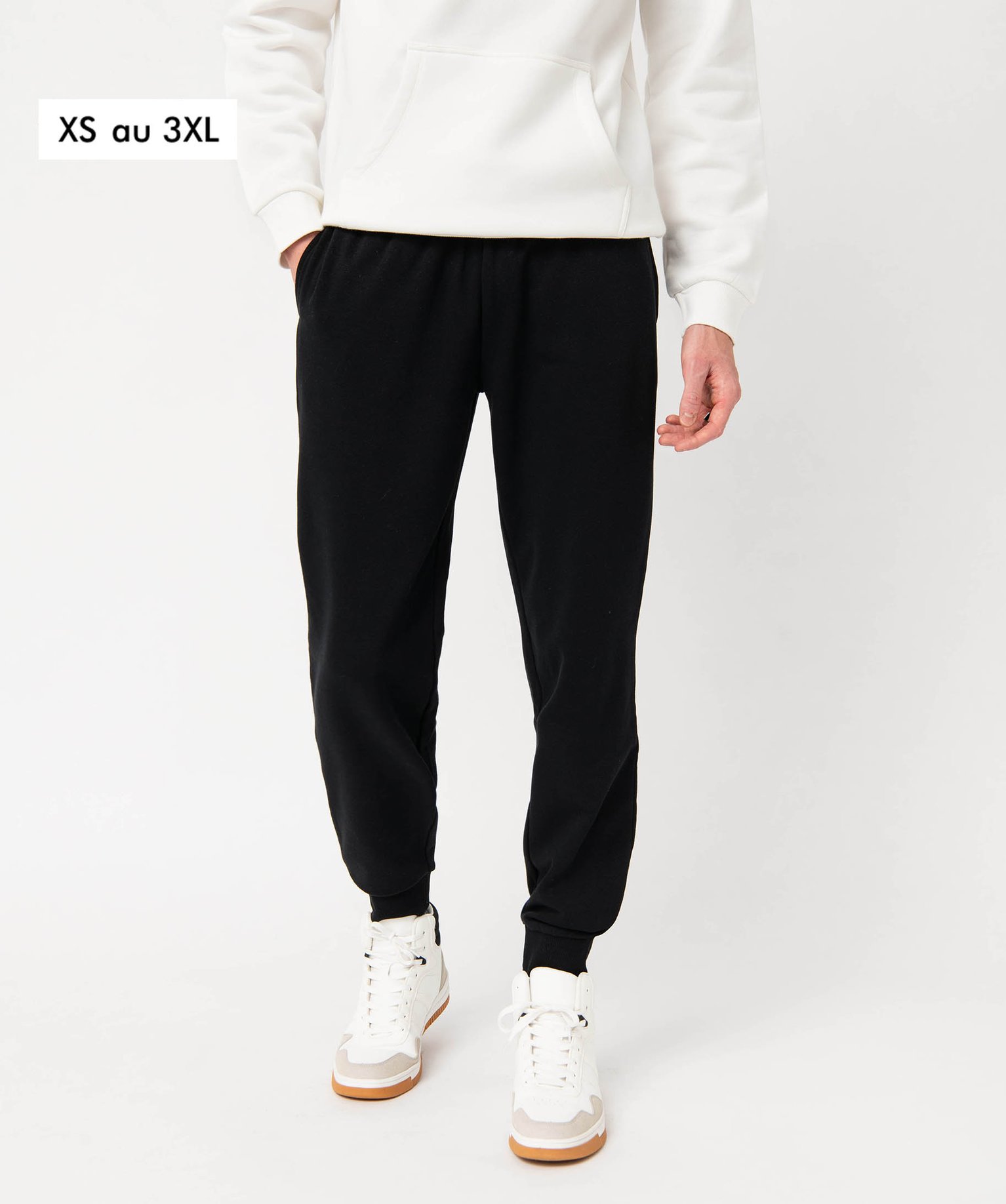 Pantalon de jogging homme molletonné noir | GEMO