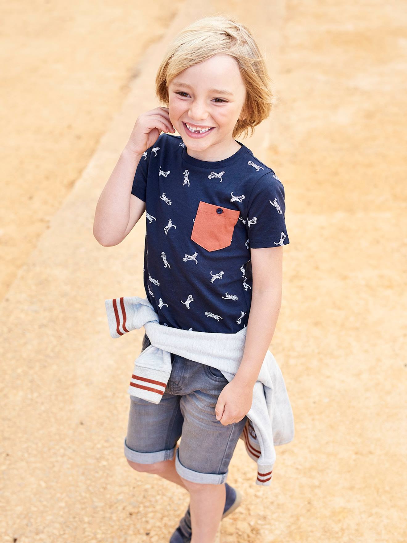 Bermuda en jean garçon denim gris
