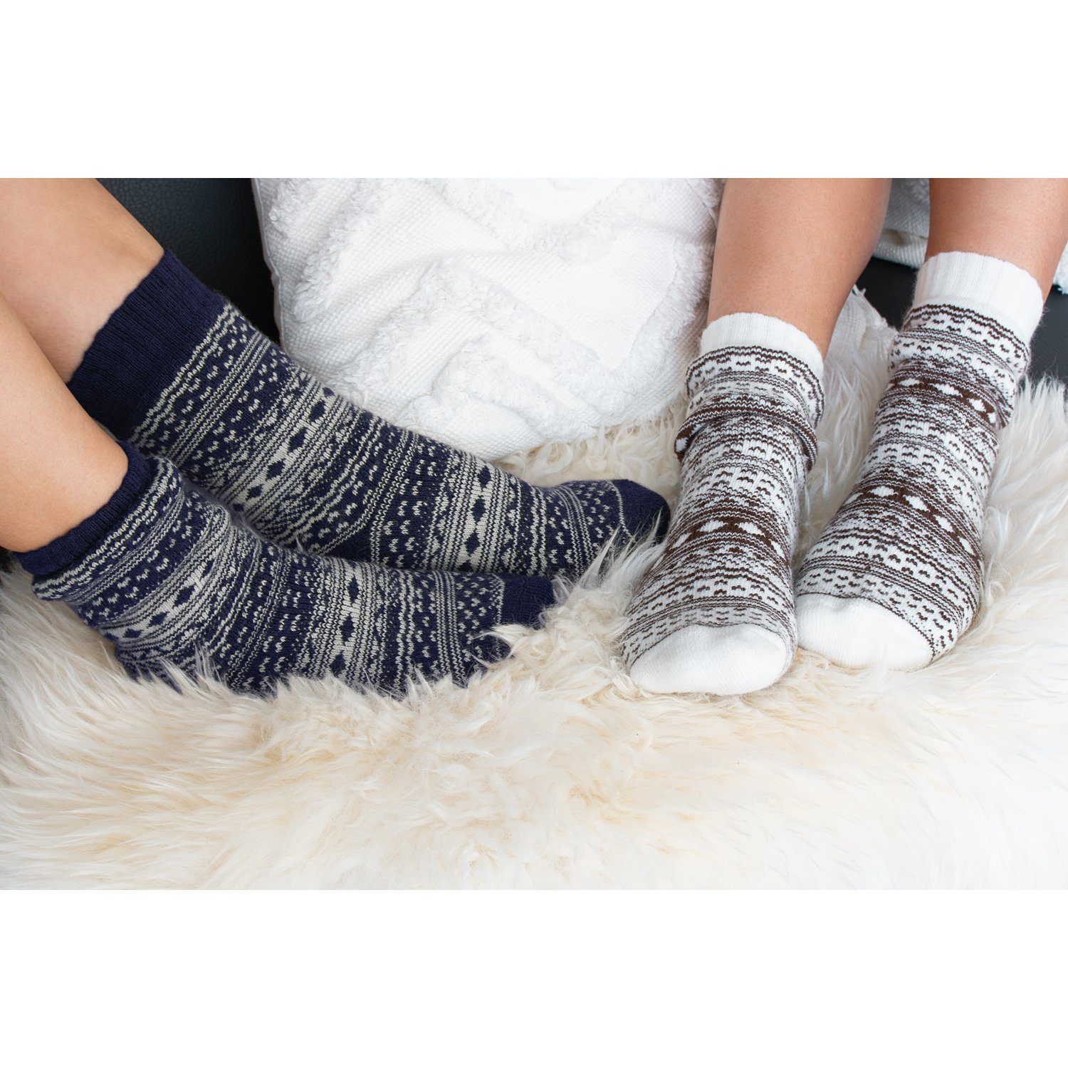 celodoro Thermosocken Damen & Herren Frottee-Wollsocken mit Muster