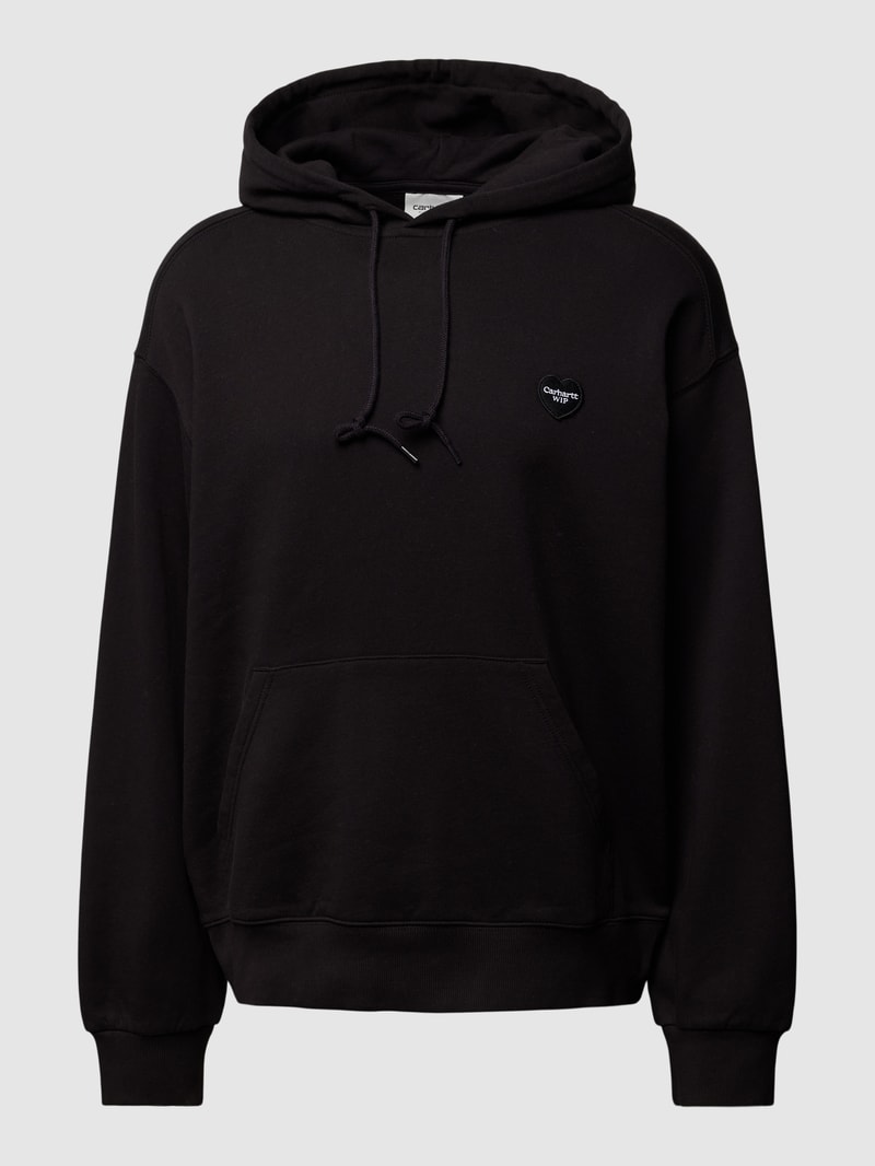 Hoodie mit Patch Modell 'HEART PATCH' in schwarz