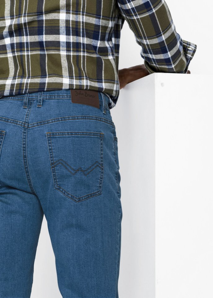 Regular Fit Stretch-Jeans, Straight mit recyceltem Polyester (2er Pack)