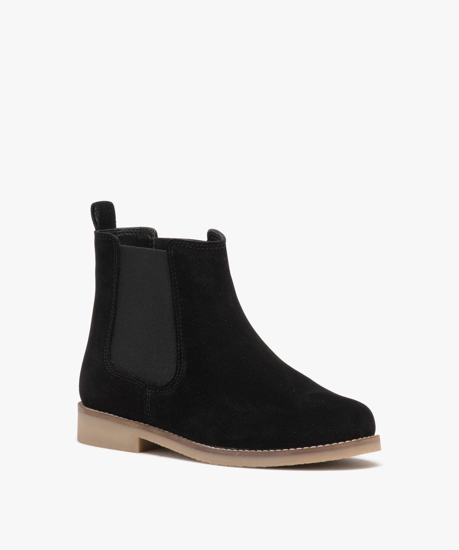 Boots fille unies en suédine style Chelsea noir | GEMO