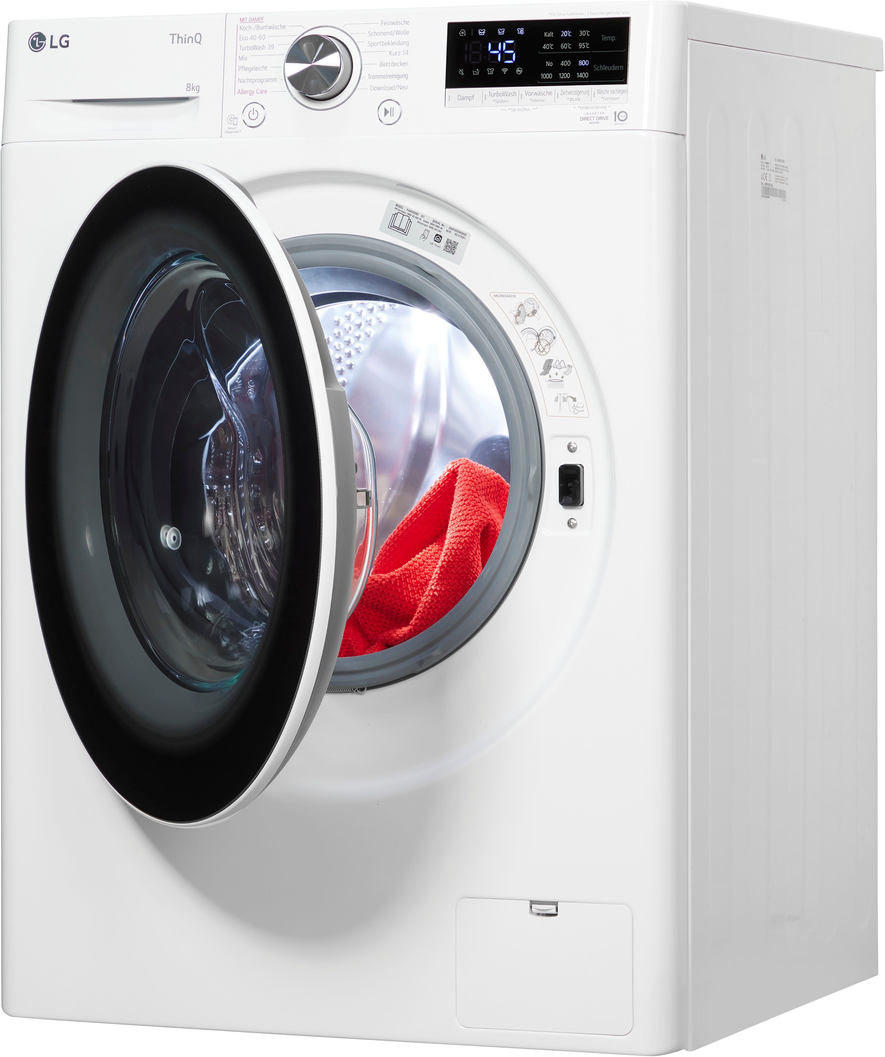 LG Waschmaschine F4WV5080, 8 kg, 1400 U/min, Steam-Funktion