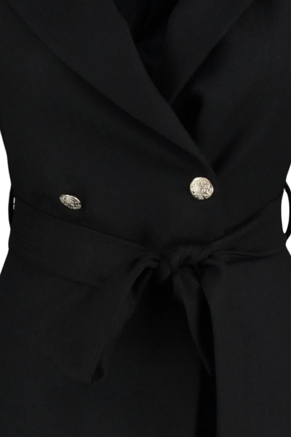 Trendyol Collection  Schwarze gewebte Weste mit normalem Gürtel TWOAW23YE00021