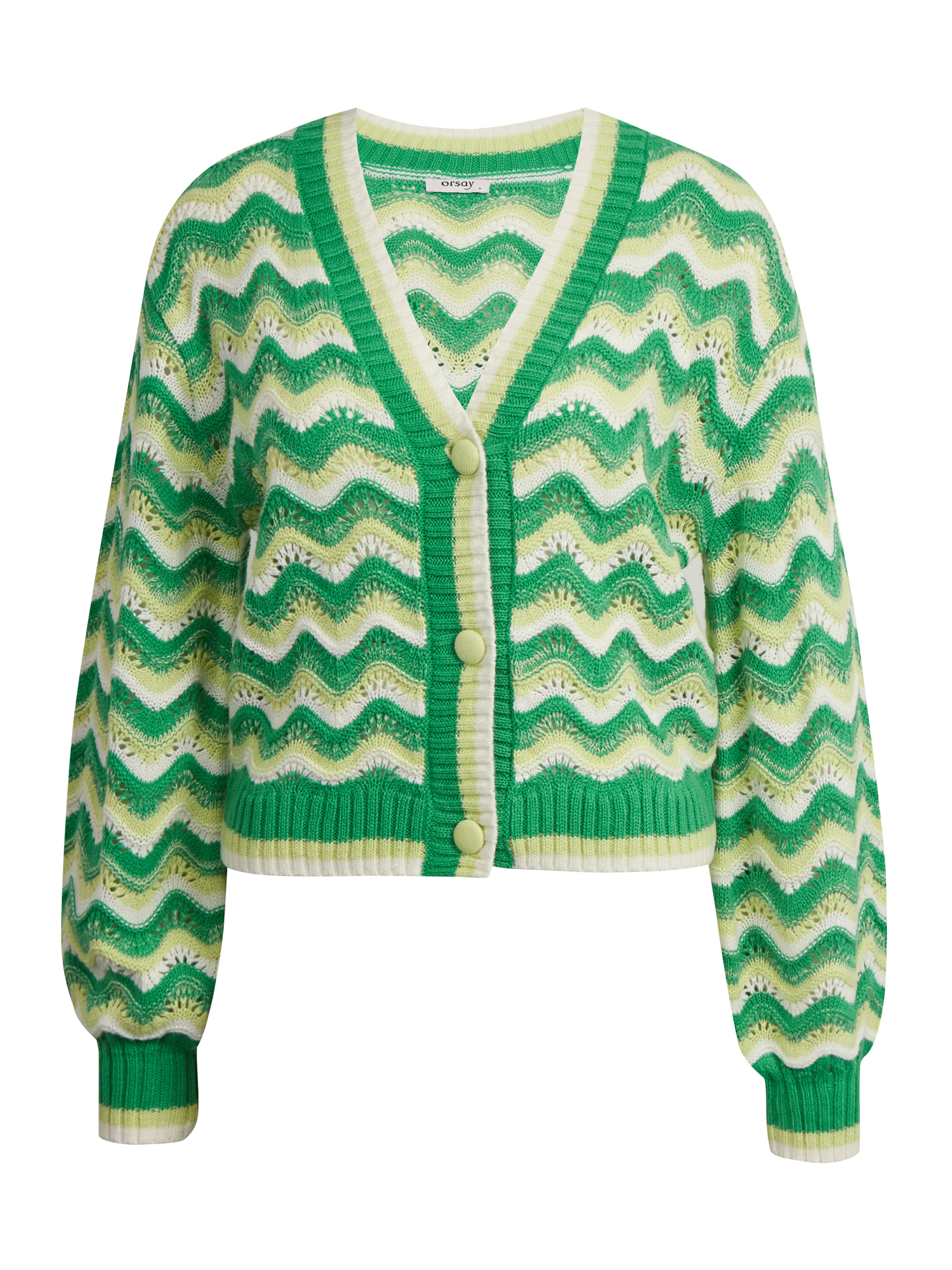 Grün gestreifte Damen-Strickjacke ORSAY