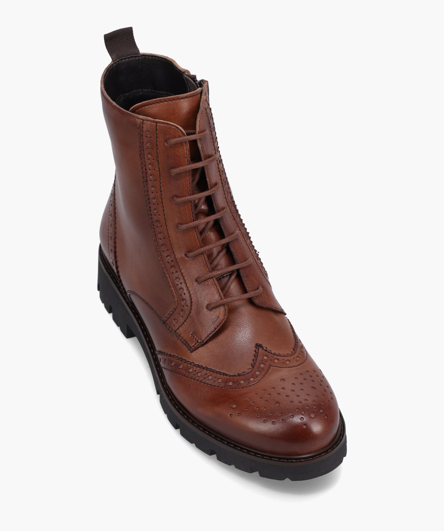 Boots fille dessus cuir à lacets et semelle crantée – Ta... marron | GEMO