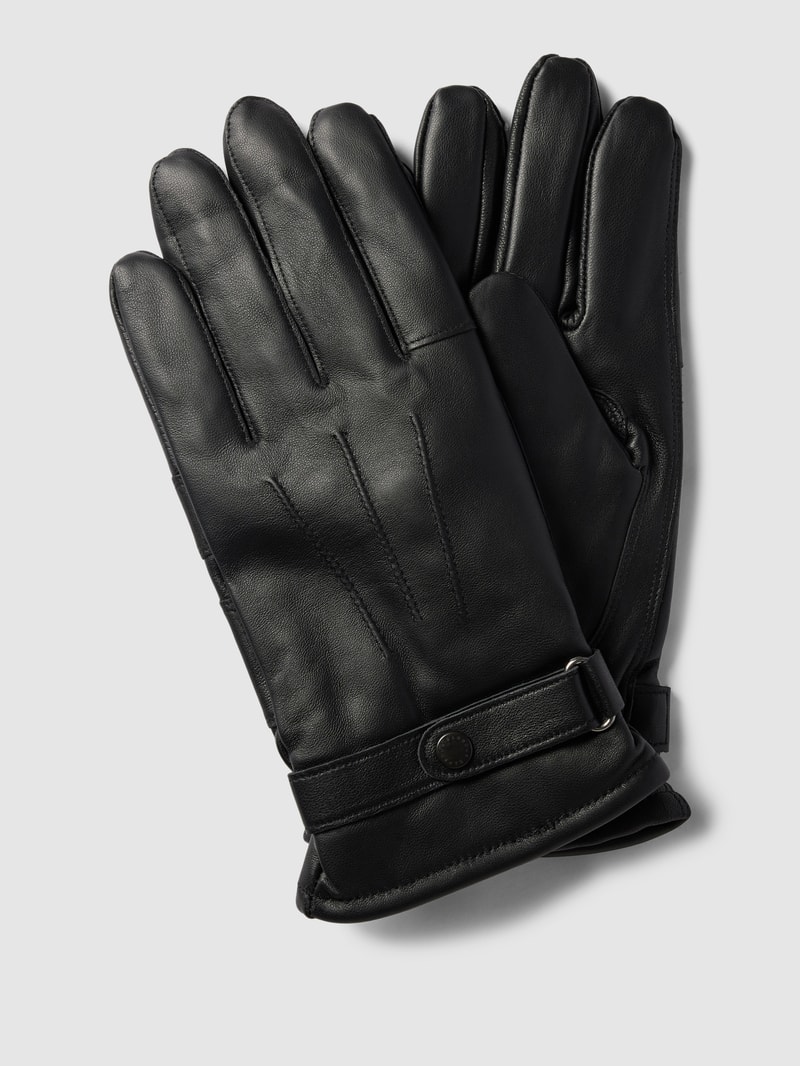 Lederhandschuhe mit verstellbarem Riegel Modell 'Burnished' in schwarz